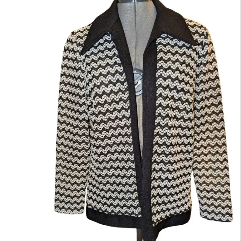 Vintage‎ black and white textured zig zag jacket